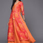 Ahalyaa Orange Striped Ethnic Maxi Dress | Swadesiicart
