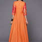 Ahalyaa Orange Striped Ethnic Maxi Dress | Swadesiicart