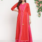 Ahalyaa Women Dark Pink Crepe Khari Print Dress | Swadesiicart