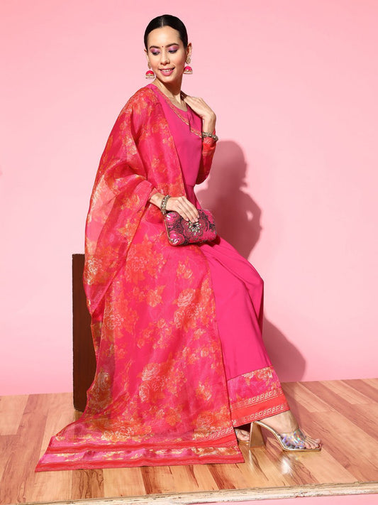 Ahalyaa Ethnic Motifs Crepe Ethnic Maxi Dress | Swadesiicart