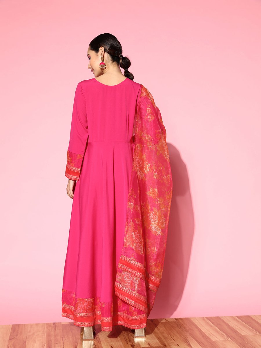 Ahalyaa Ethnic Motifs Crepe Ethnic Maxi Dress | Swadesiicart