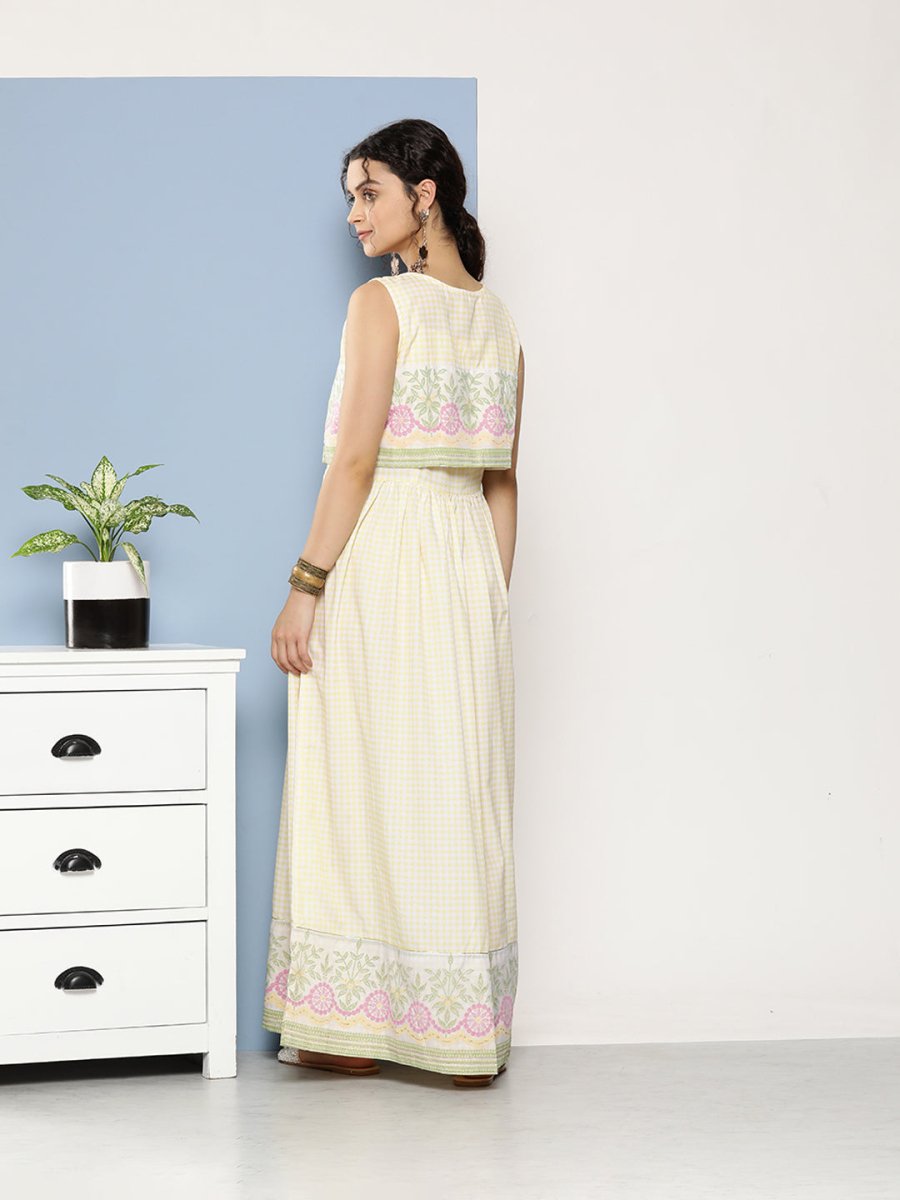 Ahalyaa Women Checked Maxi Ethnic Dress | Swadesiicart