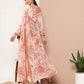 Ahalyaa Women Pink Floral Printed High Slit Kurta with Trousers | Swadesiicart
