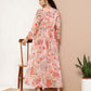 Ahalyaa Women Pink Floral Printed High Slit Kurta with Trousers | Swadesiicart