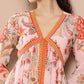 Ahalyaa Women Pink Floral Printed High Slit Kurta with Trousers | Swadesiicart