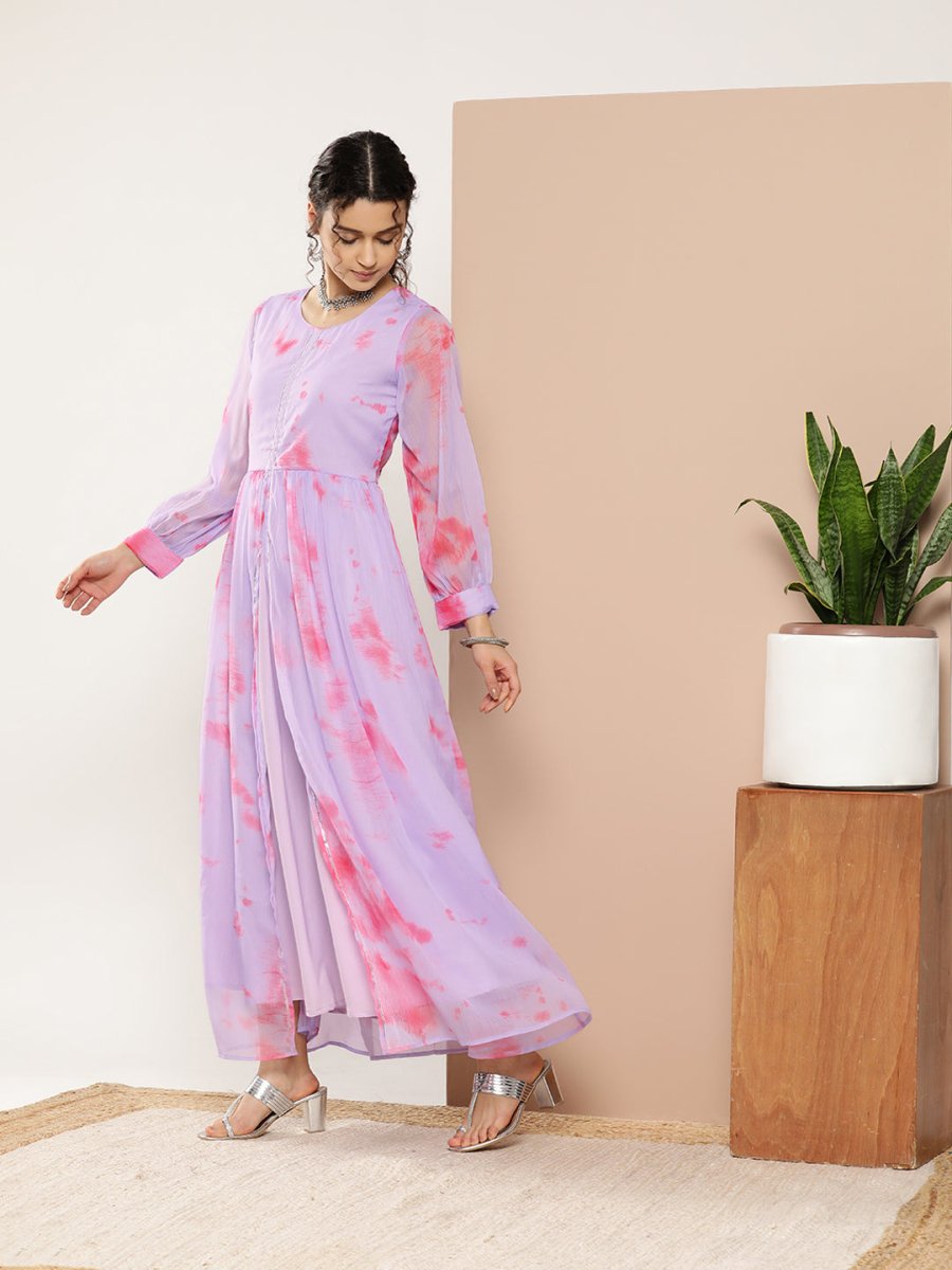 Ahalyaa Women Abstract Printed Gown Ethnic Dress | Swadesiicart
