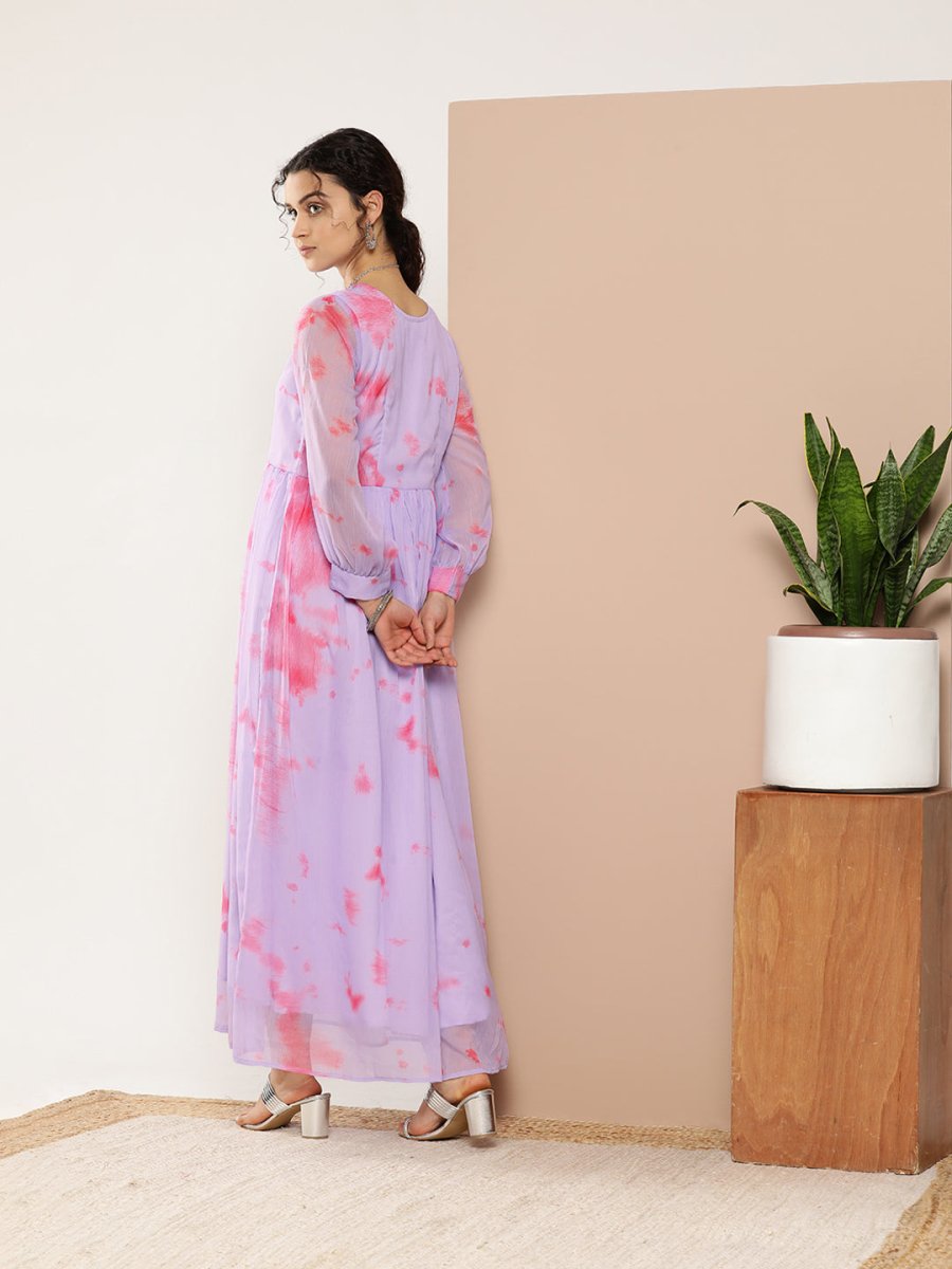 Ahalyaa Women Abstract Printed Gown Ethnic Dress | Swadesiicart
