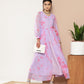 Ahalyaa Women Abstract Printed Gown Ethnic Dress | Swadesiicart