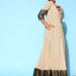 Ahalyaa Women Cream-coloured & Bronze Printed Gotta Patti Chiffon Ethnic Dress | Swadesiicart