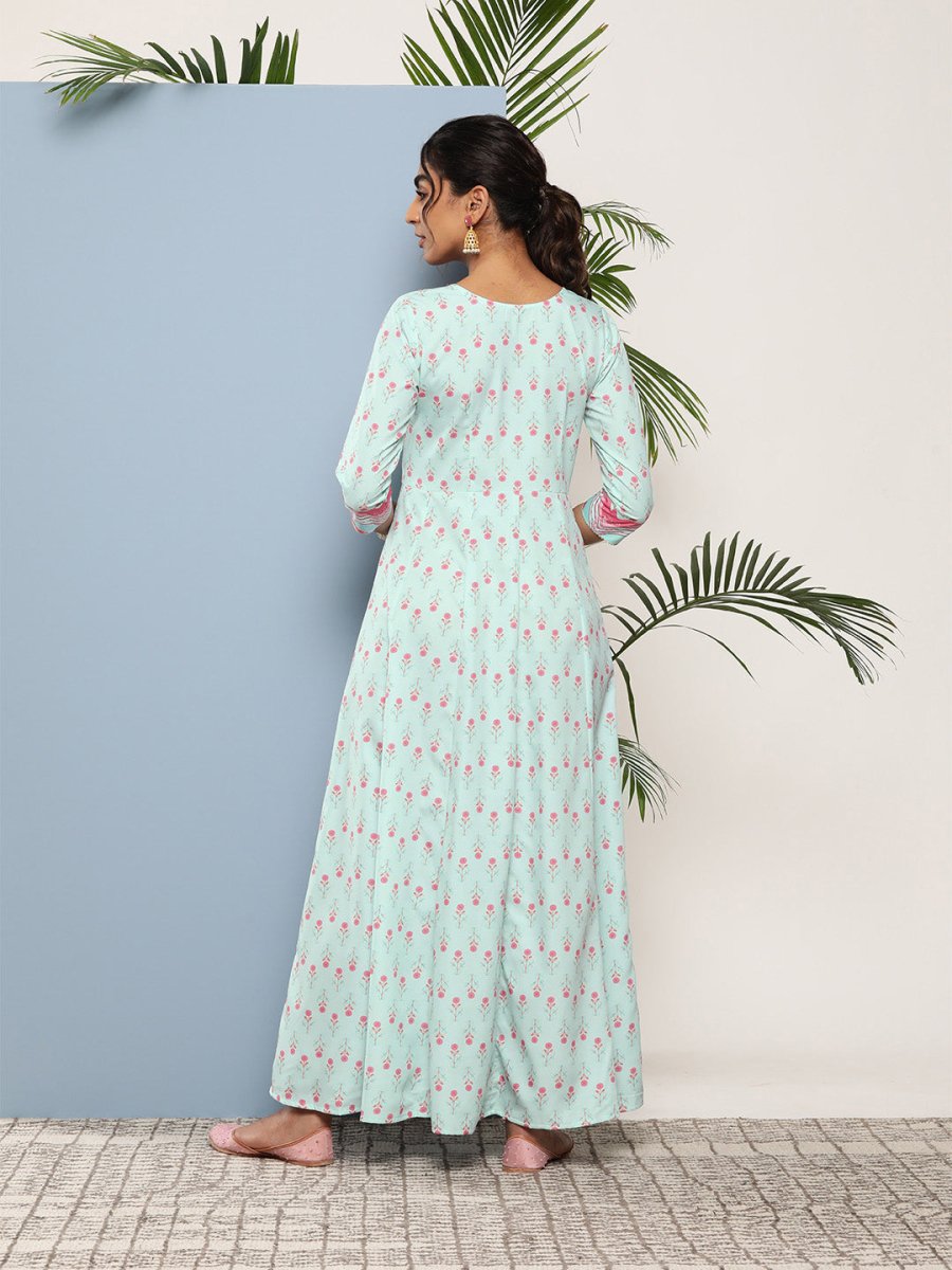 Ahalyaa Women Printed Tie-Ups Maxi Ethnic Dress | Swadesiicart