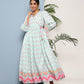 Ahalyaa Women Printed Tie-Ups Maxi Ethnic Dress | Swadesiicart
