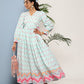 Ahalyaa Women Printed Tie-Ups Maxi Ethnic Dress | Swadesiicart