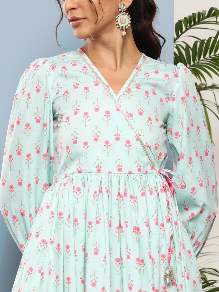 Ahalyaa Women Printed Tie-Ups Maxi Ethnic Dress | Swadesiicart