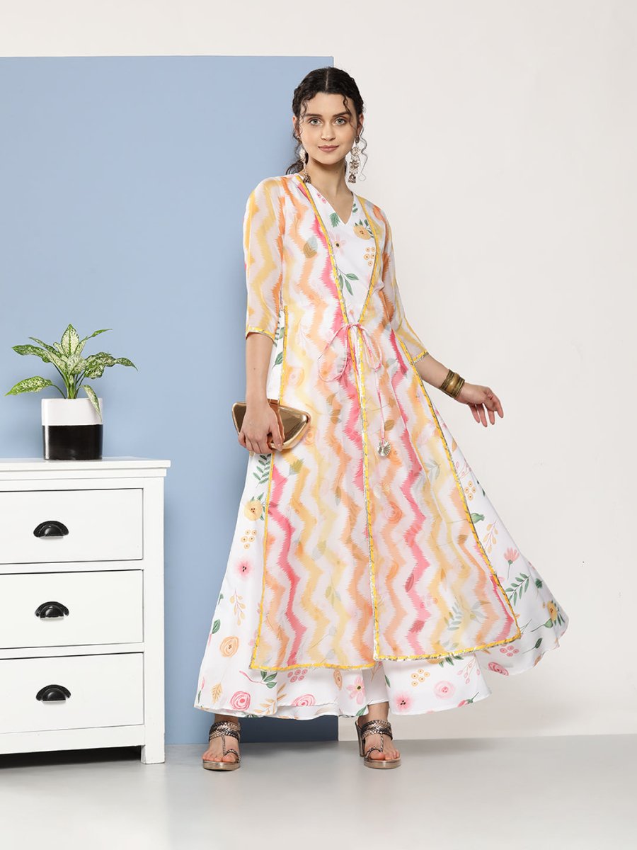 Ahalyaa Women Printed Layered Maxi Ethnic Dress | Swadesiicart