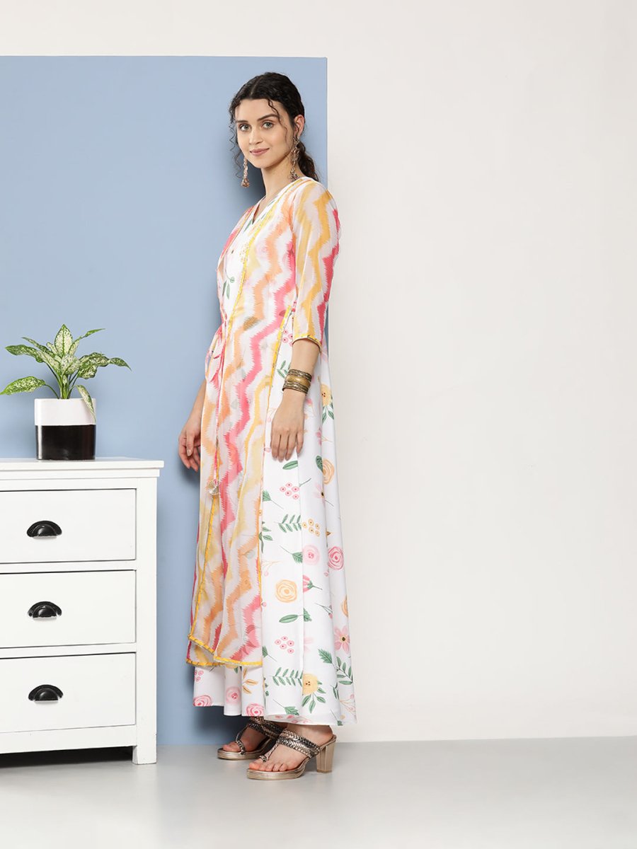 Ahalyaa Women Printed Layered Maxi Ethnic Dress | Swadesiicart