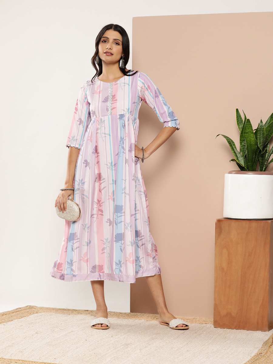 Ahalyaa Women Floral Printed Maxi Ethnic Dress | Swadesiicart