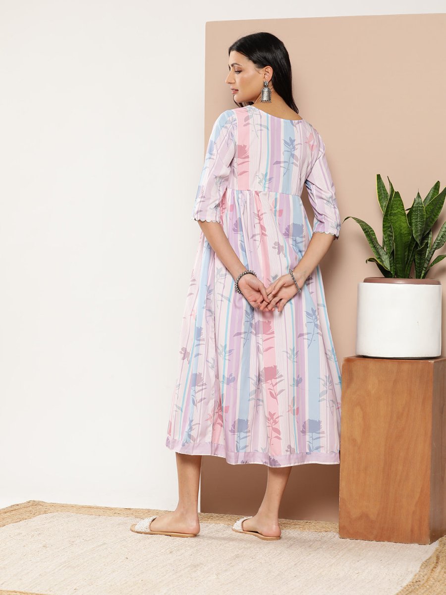 Ahalyaa Women Floral Printed Maxi Ethnic Dress | Swadesiicart