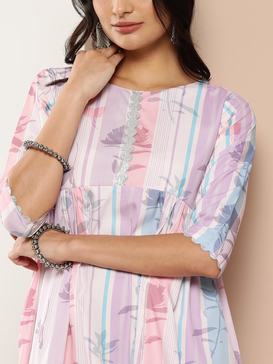 Ahalyaa Women Floral Printed Maxi Ethnic Dress | Swadesiicart