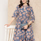 Ahalyaa Floral Printed Gathered Crepe Empire Ethnic Dress | Swadesiicart