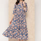 Ahalyaa Floral Printed Gathered Crepe Empire Ethnic Dress | Swadesiicart