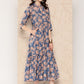 Ahalyaa Floral Printed Gathered Crepe Empire Ethnic Dress | Swadesiicart