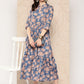 Ahalyaa Floral Printed Gathered Crepe Empire Ethnic Dress | Swadesiicart