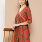 Ahalyaa Floral Print Crepe A-Line Midi Dress | Swadesiicart
