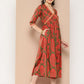 Ahalyaa Floral Print Crepe A-Line Midi Dress | Swadesiicart