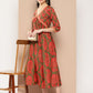 Ahalyaa Floral Print Crepe A-Line Midi Dress | Swadesiicart