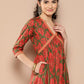 Ahalyaa Floral Print Crepe A-Line Midi Dress | Swadesiicart