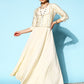 Ahalyaa Women Striped Crepe Maxi Ethnic Dress With Gotta Patti Detail | Swadesiicart