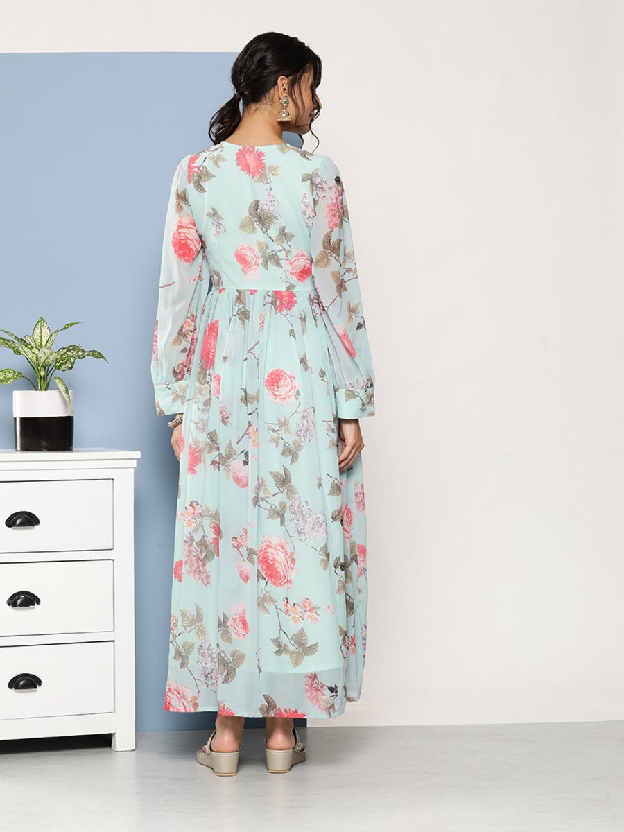Ahalyaa Women Floral Printed Maxi Ethnic Dress | Swadesiicart