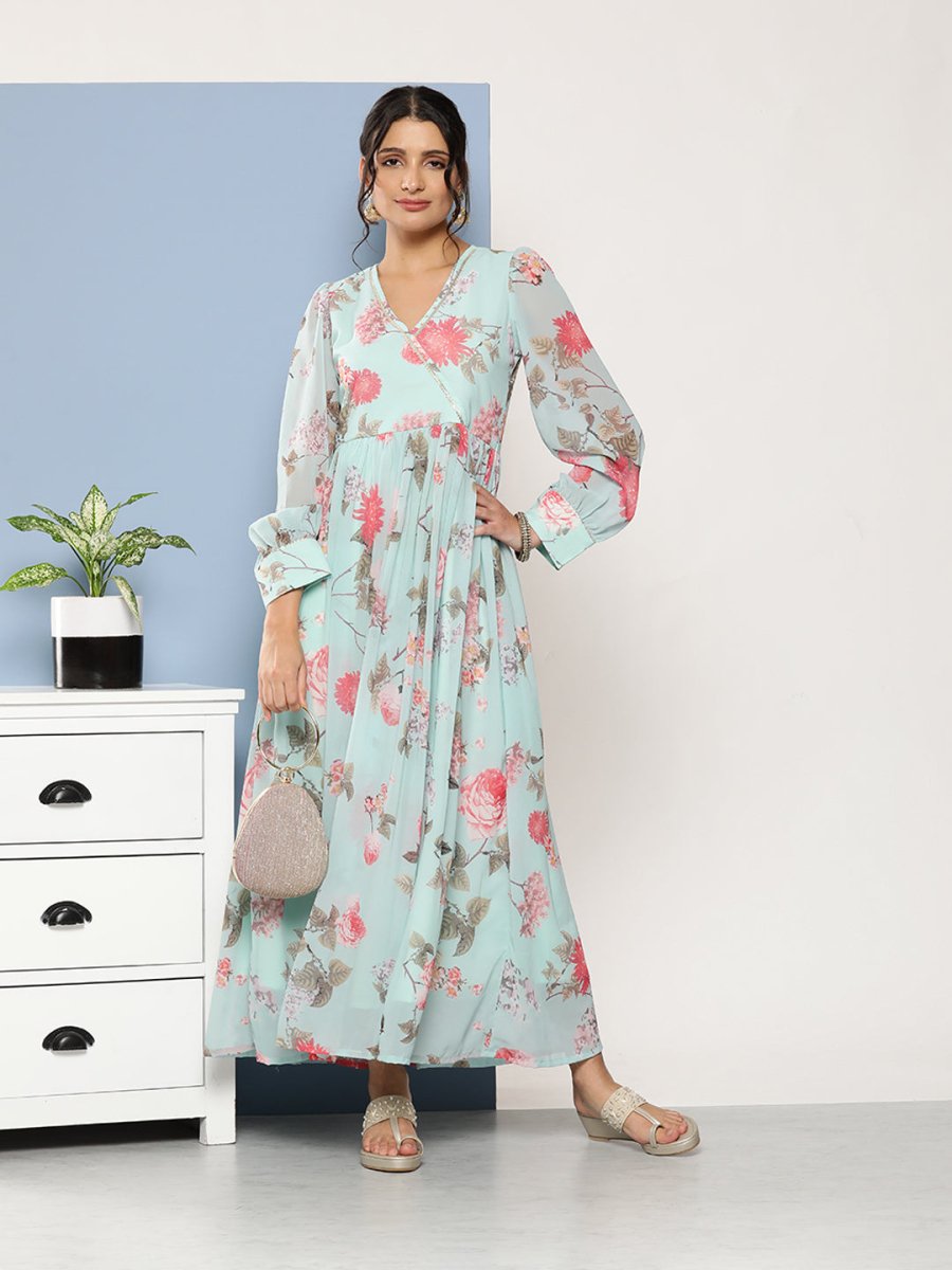 Ahalyaa Women Floral Printed Maxi Ethnic Dress | Swadesiicart
