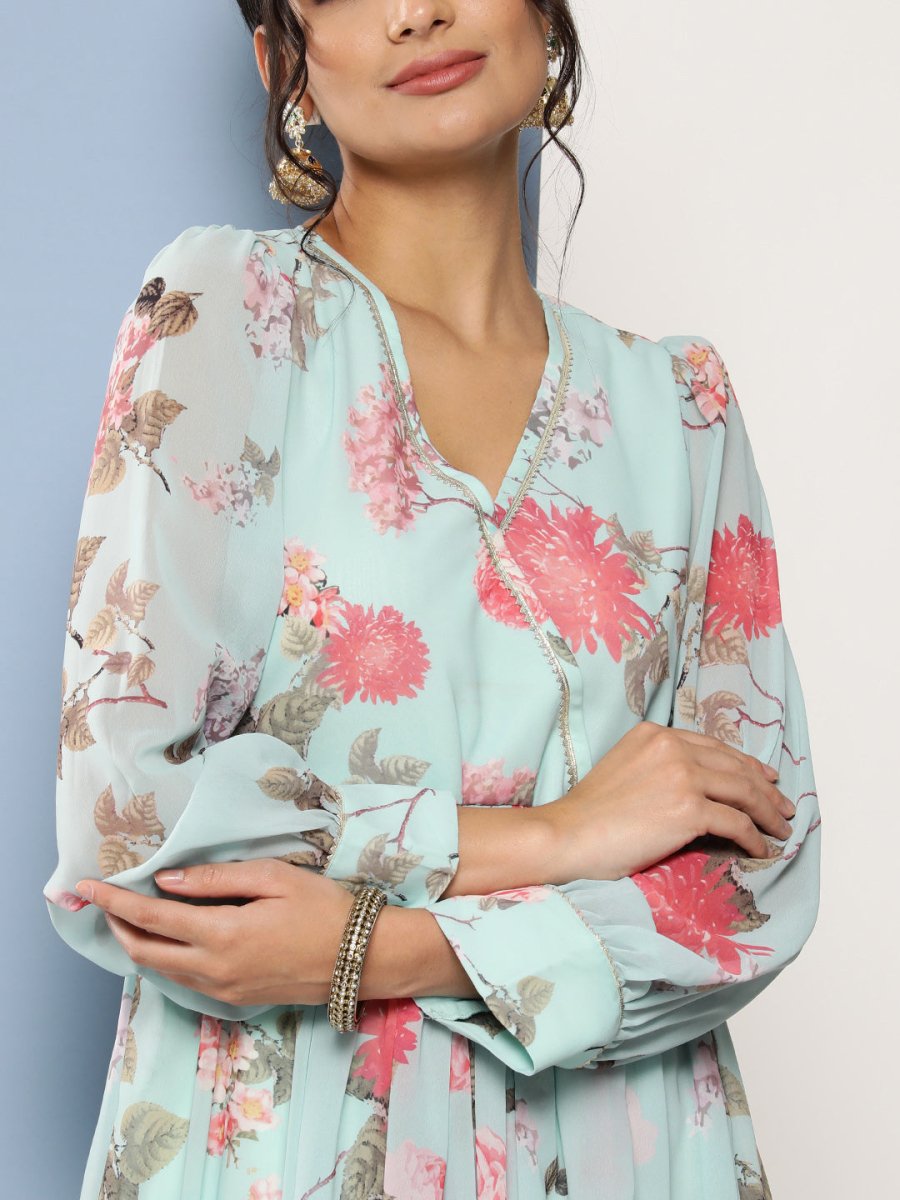 Ahalyaa Women Floral Printed Maxi Ethnic Dress | Swadesiicart