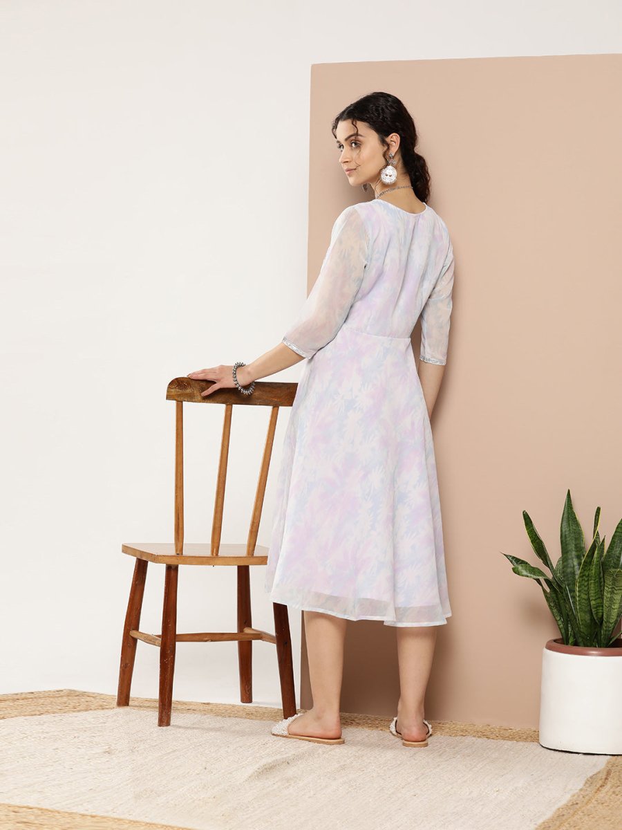 Ahalyaa Women Floral Printed Empire Midi Ethnic Dress | Swadesiicart