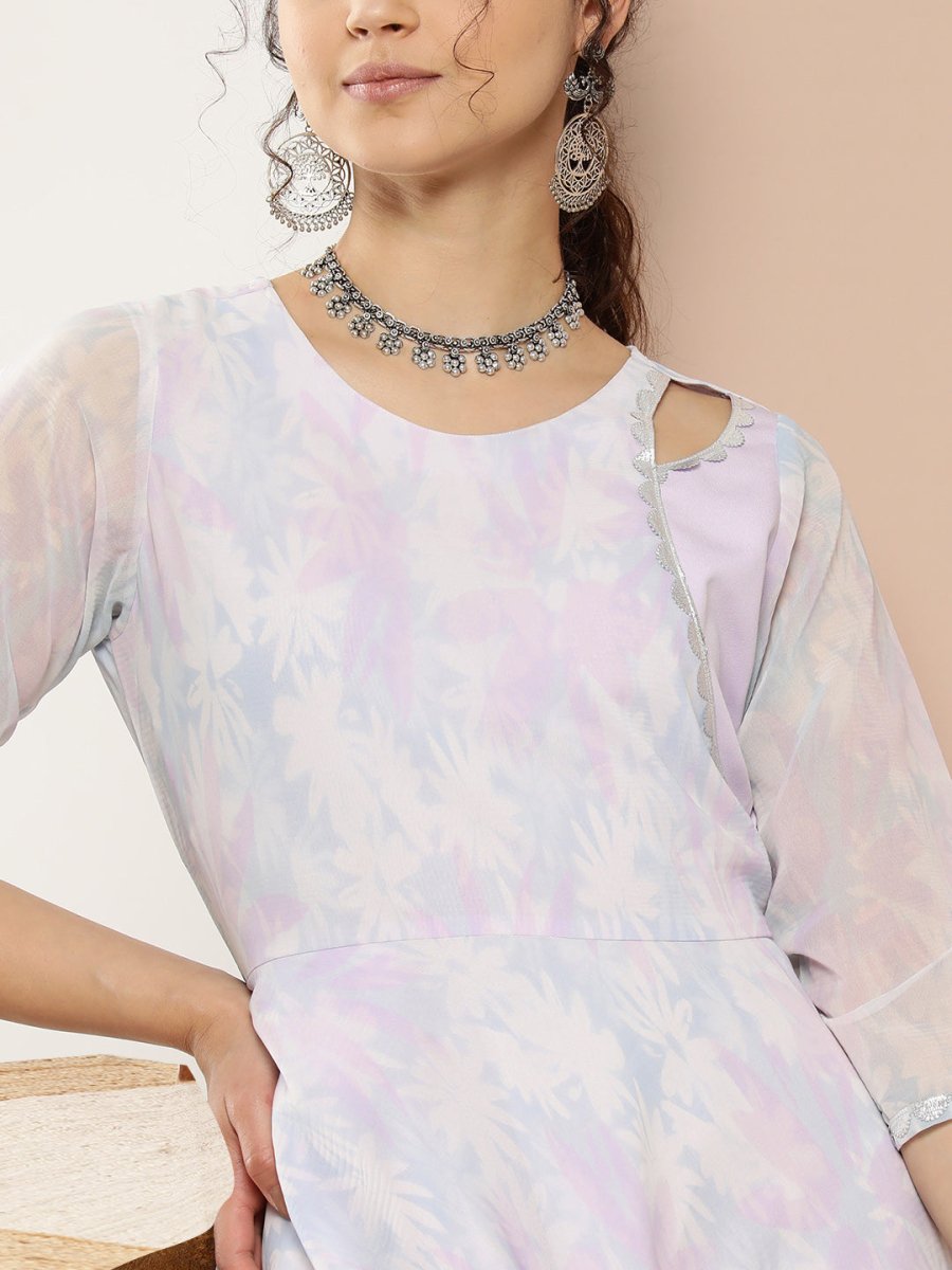 Ahalyaa Women Floral Printed Empire Midi Ethnic Dress | Swadesiicart