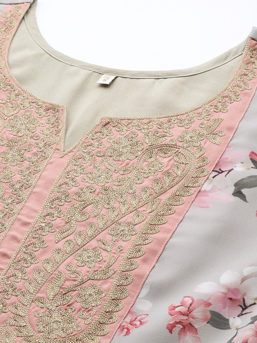 Ahalyaa Women Embroidered Floral Printed Ethnic Dress | Swadesiicart