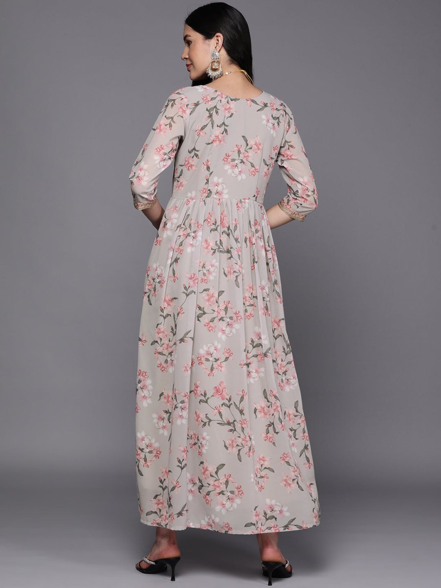 Ahalyaa Women Embroidered Floral Printed Ethnic Dress | Swadesiicart