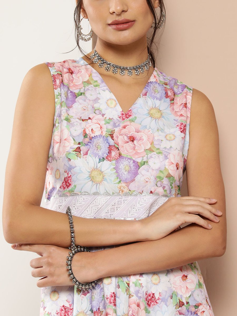 Ahalyaa Women Floral Printed Maxi Ethnic Dress | Swadesiicart