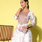 Ahalyaa Embroidered Floral Printed Ethnic A-Line Maxi Dress | Swadesiicart