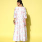 Ahalyaa Embroidered Floral Printed Ethnic A-Line Maxi Dress | Swadesiicart