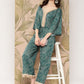 Ahalyaa Printed Basic Jumpsuit with Lace Inserts | Swadesiicart