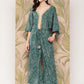 Ahalyaa Printed Basic Jumpsuit with Lace Inserts | Swadesiicart