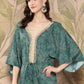 Ahalyaa Printed Basic Jumpsuit with Lace Inserts | Swadesiicart