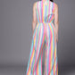 Ahalyaa Multicoloured Striped Basic Jumpsuit | Swadesiicart