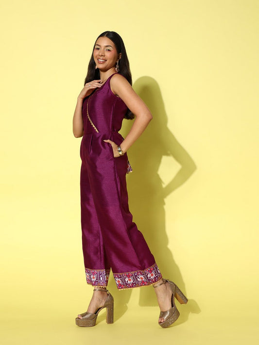 Ahalyaa Solid Basic Jumpsuit | Swadesiicart