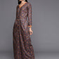 Ahalyaa Grey & Brown Velvet Printed Basic Jumpsuit with Pocket | Swadesiicart