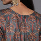 Ahalyaa Grey & Brown Velvet Printed Basic Jumpsuit with Pocket | Swadesiicart