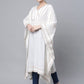 Ahalyaa Women Off white Pure Cotton Printed Flared Sleeve Kaftan Kurta | Swadesiicart