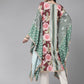 Ahalyaa Women Green & Pink Floral Printed Flared Sleeves Gotta Patti Floral Crepe Kaftan Kurta | Swadesiicart